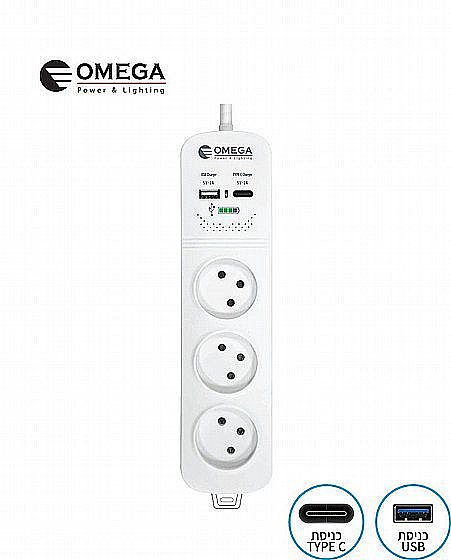 �� ��� 3 ����� �� 2A USB+TYPE-C ���� 1 �